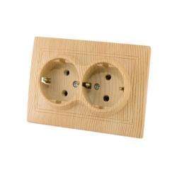 Розетка сетевая TDM Таймыр Эко с заземлением двойная сосна SQ1814-0214