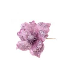 Декоративное украшение АЗАЛИЯ Магнолия с глиттером розовый 25 см