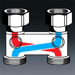 Перепускной узел нижнего подключения OVENTROP прямой 3/4*3/4" НГ-ЕК 1016362