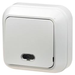 Выключатель MAKEL 1 клавиша проходной с подсветкой белый 45125