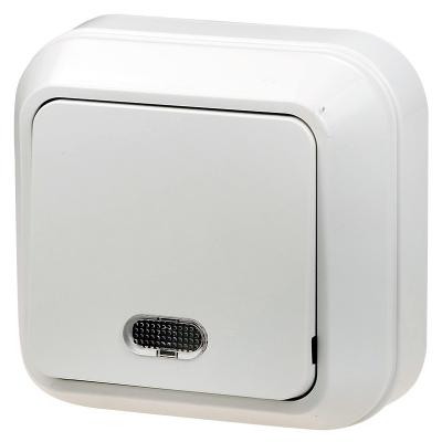 Выключатель MAKEL 1 клавиша проходной с подсветкой белый 45125