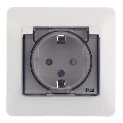 Розетка сетевая SYSTEME ELECTRIC Glossa с заземлением с крышкой белый GSL000148