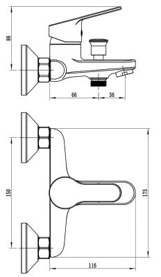 Смеситель для ванны VODA Tide TD54 