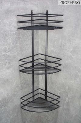 Полка для ванной PROFFERO тройная овал черный