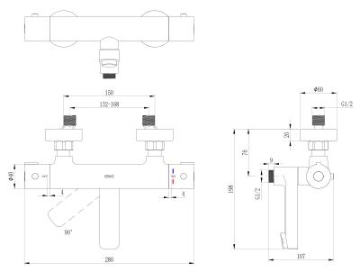 Смеситель для ванны ESKO T3034  Смеситель для ванны ESKO T3034