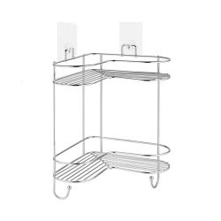 Полка для ванной KLEBER Lite угловая двойная c крючками