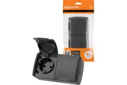 Розетка сетевая TDM Селигер с заземлением двойная серый SQ1818-0114