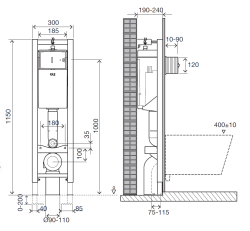 Инсталляция для унитаза OLI Quadra River Dual с клавишей 280490mRI00