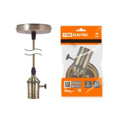 Патрон TDM Лофт Е27 металл с подвесом и выключателем бронзовый