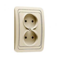 Розетка сетевая MAKEL Mimoza двойная кремовый 25017