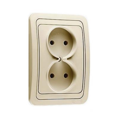 Розетка сетевая MAKEL Mimoza двойная кремовый 25017