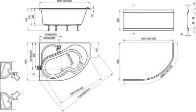 Ванна акриловая RAVAK Rosa I 140 левая
