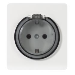 Розетка сетевая KRANZ Round с заземлением с крышкой перламутр KR-78-0702-1