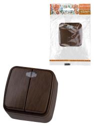 Выключатель НАРОДНАЯ ПРОДУКЦИЯ Дача 2 клавиши с подсветкой венге