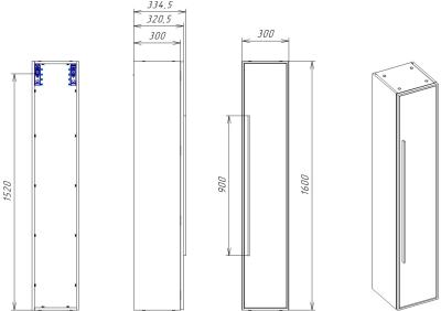 Пенал LA FENICE Elba серый 30*160 см