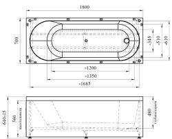 Ванна акриловая RADOMIR Виктория каркас 180*70 см