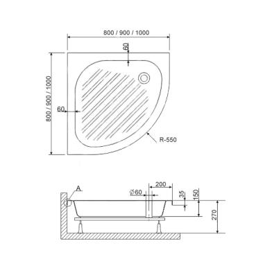 Поддон акриловый RGW BP/CL-S 90*90 см