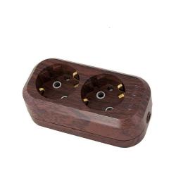 Колодка TDM Эко 2 гнезда с заземлением бук
