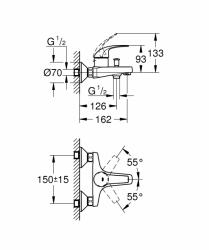 Смеситель для ванны GROHE BauCurve 23599000