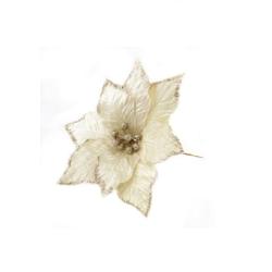 Декоративное украшение АЗАЛИЯ Пуансеттия с глиттером белый 29 см