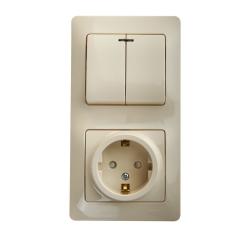 Блок розетка и выключатель SYSTEME ELECTRIC Glossa бежевый GSL000275