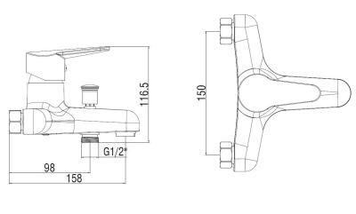 Смеситель для ванны VODA Breeze BZ54acs