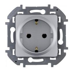 Механизм розетки сетевой LEGRAND Inspiria с заземлением алюминий 673722