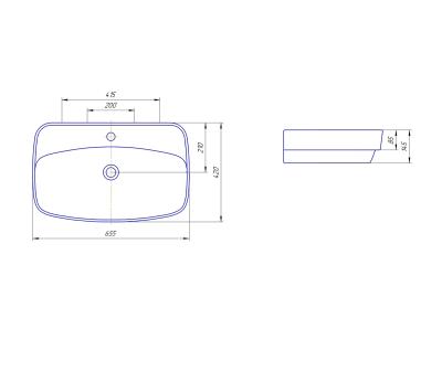 Раковина KIROVIT Купер 650 приставная 655*425*200 мм