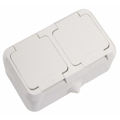 Розетка сетевая MAKEL двойная с крышкой белый 18354