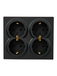Розетка сетевая LEZARD Leto 4 гнезда с заземлением черный бархат 752-4200-127BDP 