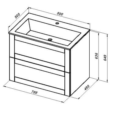 Тумба с раковиной AQUANET Терра 80