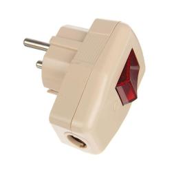 Вилка ТDМ угловая с выключателем бежевый