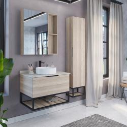 Зеркальный шкаф COMFORTY Порто 75 дуб дымчатый 71,5*80 см 