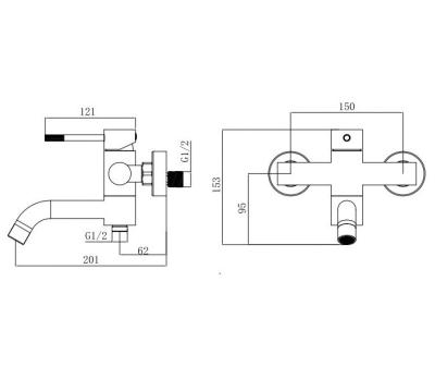 Смеситель для ванны VODA Vessel VSL54B  Смеситель для ванны VODA Vessel VSL54B