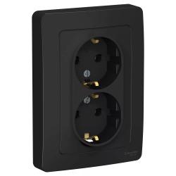 Розетка SYSTEME ELECTRIC Blanca двойная с заземлением антрацит BLNRS001026
