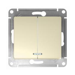 Механизм выключателя SYSTEME ELECTRIC Glossa 2 клавиши с подсветкой бежевый GSL000253