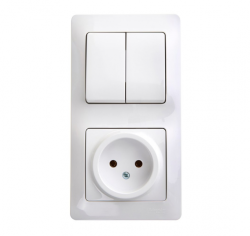 Блок розетка и выключатель SYSTEME ELECTRIC Glossa белый GSL000172