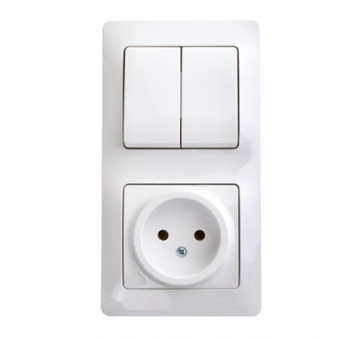 Блок розетка и выключатель SYSTEME ELECTRIC Glossa белый GSL000172