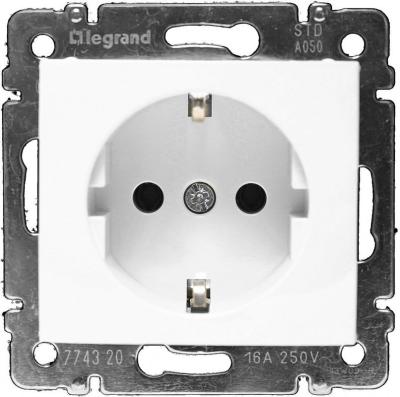 Механизм розетки сетевой LEGRAND Valena с заземлением белый 774420
