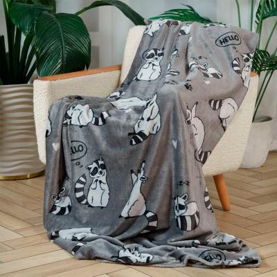 Плед BELEZZA Festiva raccoon Еноты Серый 180*200 см