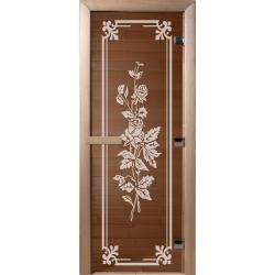 Дверь для бани DOORWOOD Розы Бронза правое 1900*700 мм
