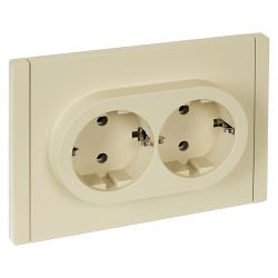 Розетка сетевая IEK Forte&Piano с заземлением двойная ваниль FP-R21-16-1-K10