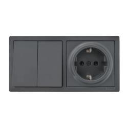 Блок розетка и выключатель LEZARD Leto графит 752-3400-170BKP