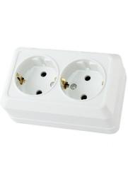 Розетка сетевая MAKEL двойная с заземлением белый 45182