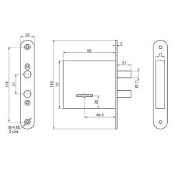 Замок врезной ПРОСАМ Мини 8 Хром