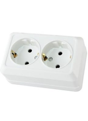Розетка сетевая MAKEL двойная с заземлением белый 45182