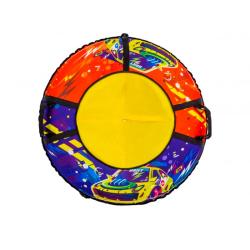 Санки-ватрушка d 39 см "RAPID LED" C подсветкой/Верх оксфорд/низ ПВХ 650 гр./до 80 кг/ТЯНИТОЛКАЙ (АКЦИЯ)