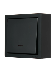 Выключатель LEZARD Leto 1 клавиша с подсветкой черный бархат 752-4200-111