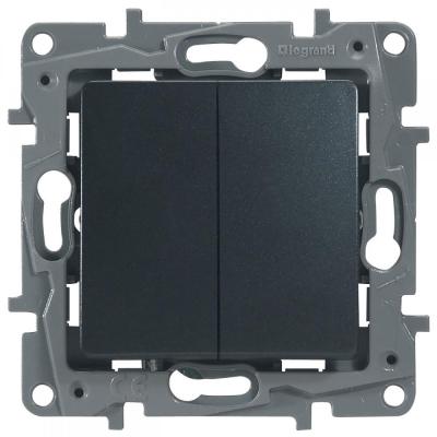 Механизм переключателя LEGRAND Etika 2 клавиши антрацит 672612