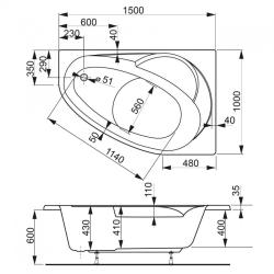 Ванна акриловая VAGNERPLAST Flora R 150*100 см